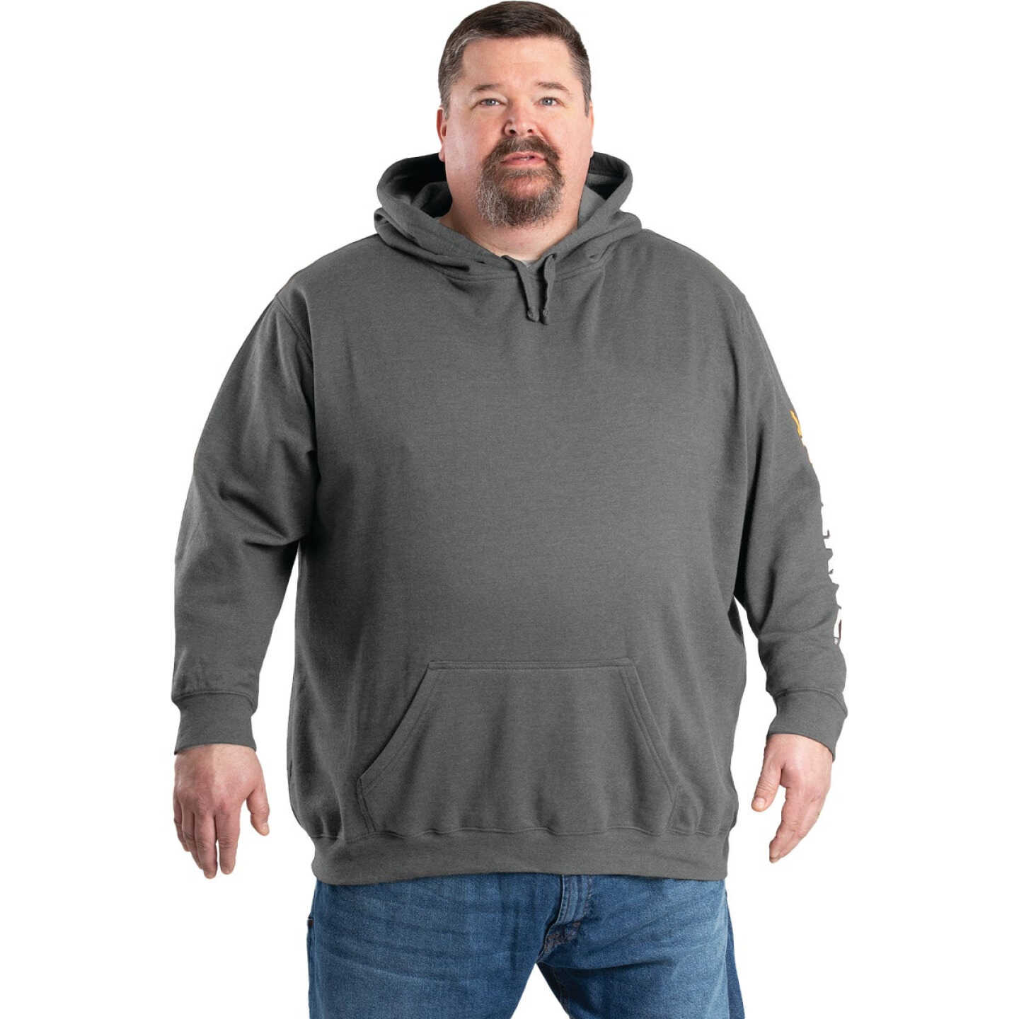 Berne Men's Medium Regular Graphite Signature Sleeve Hooded Pullover Sweatshirt Image 5