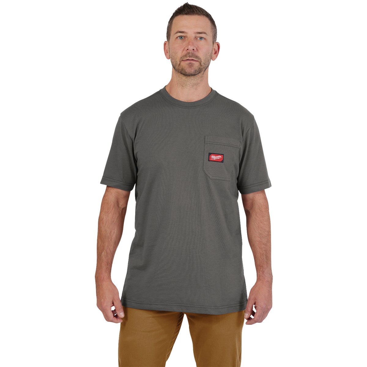 Milwaukee GridIron Medium Gray Short Sleeve Heavy-Duty Pocket T-Shirt Image 3