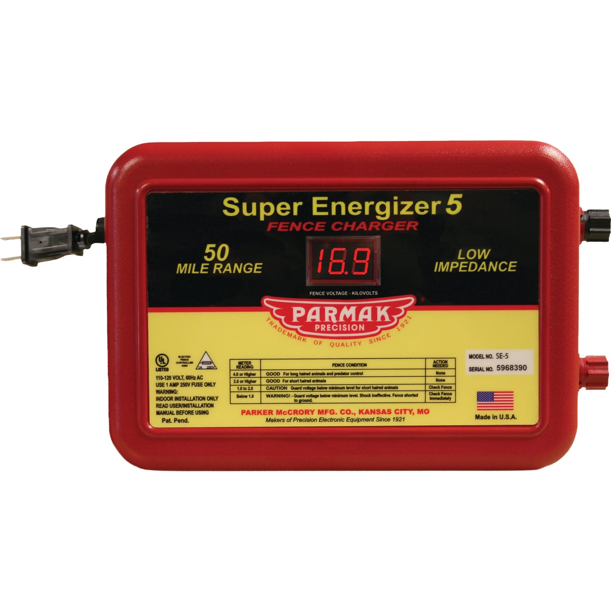 Parmak 110 - 120V - AC Operated - 50 miles