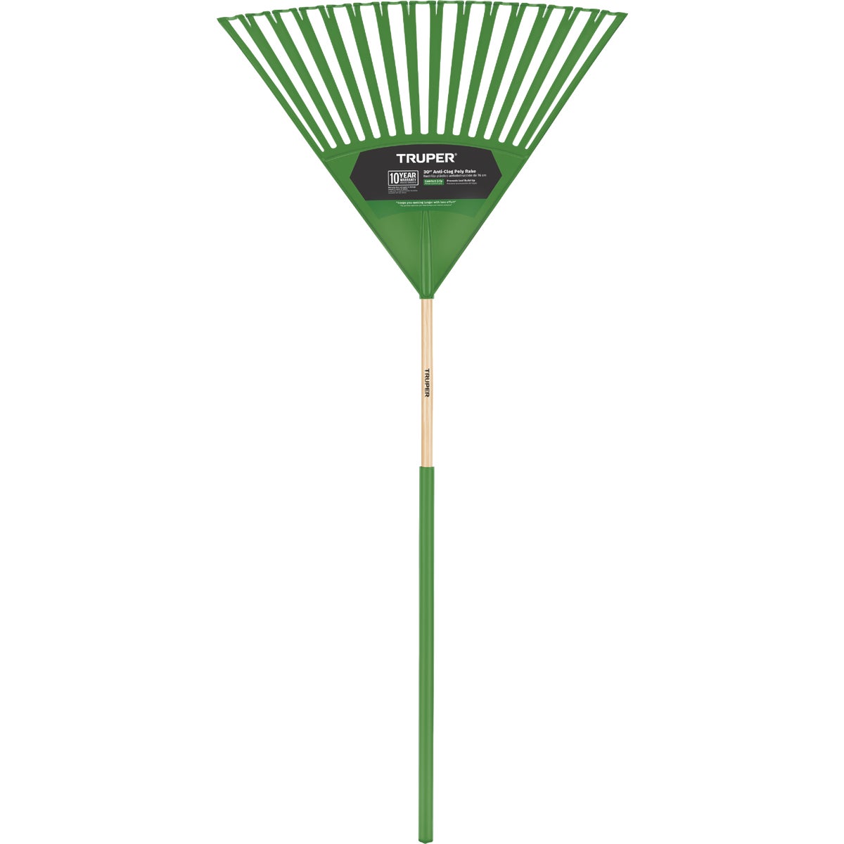 Truper Tru Tough 30 In. Poly Head Clog-Resistant Leaf Rake with 48 In. Wood Handle Image 1