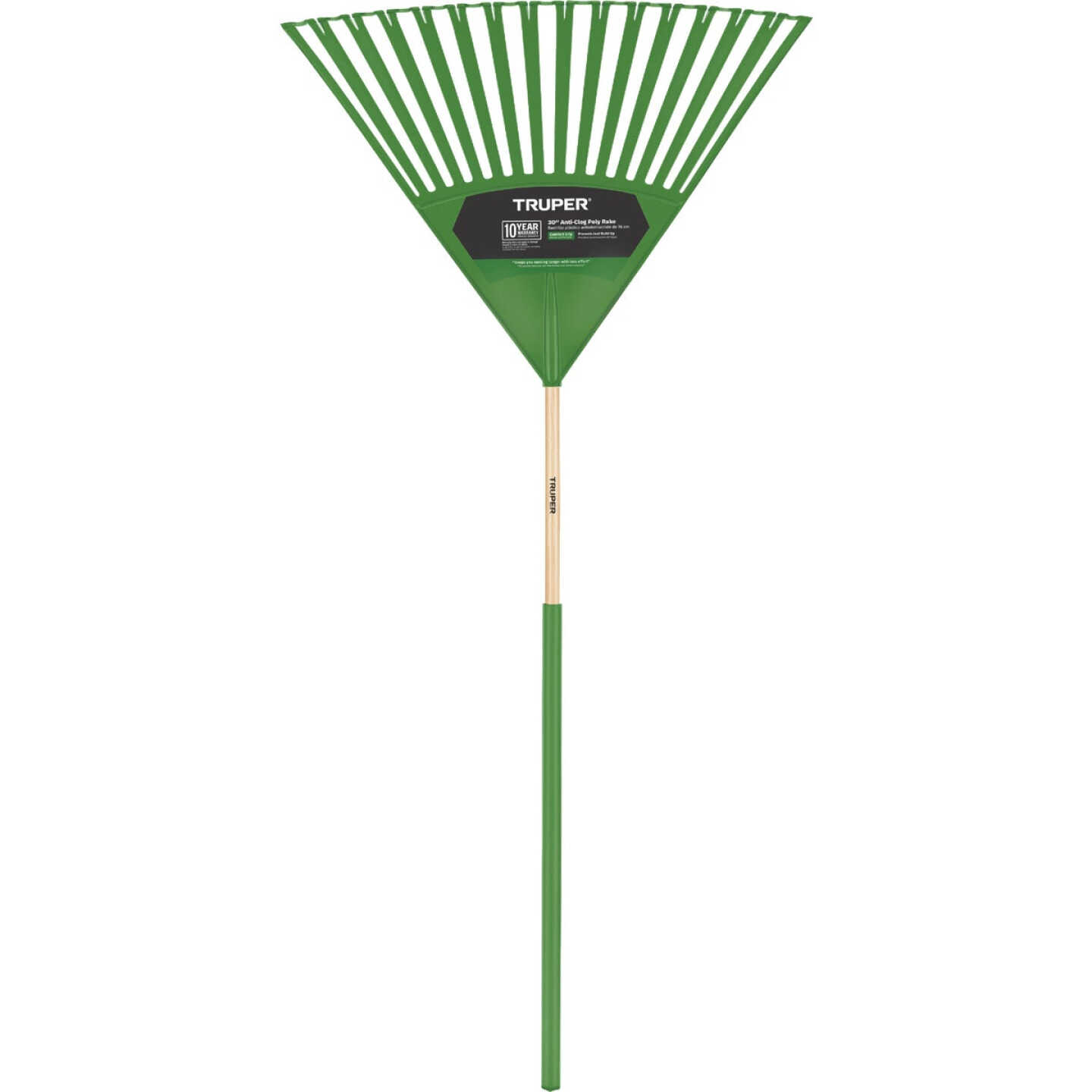 Truper Tru Tough 30 In. Poly Head Clog-Resistant Leaf Rake with 48 In. Wood Handle Image 1