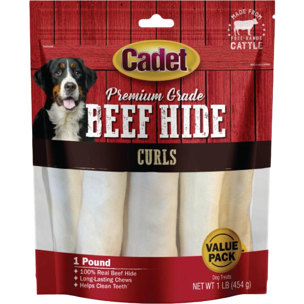 Cadet 1 Lb. Small Premium Grade Beef Hide Dog Chew Curls
