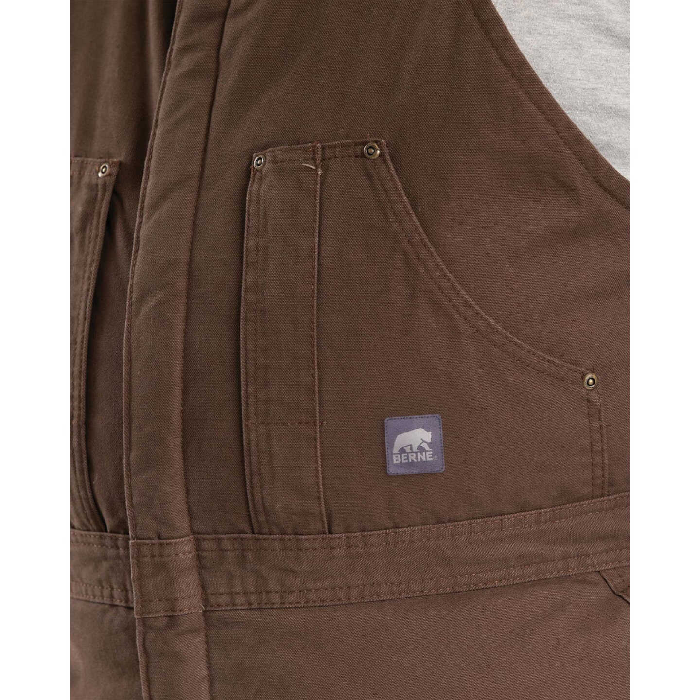 Berne Men's Large Bark Heartland Insulated Washed Duck Bib Overalls Image 6