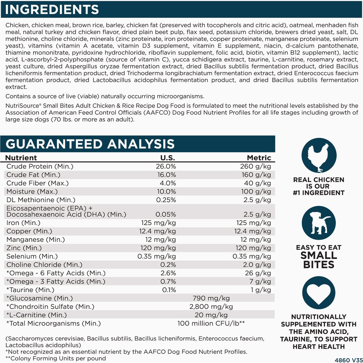 NutriSource 12 Lb. Small Bites Chicken & Rice Recipe Dog Food Image 3