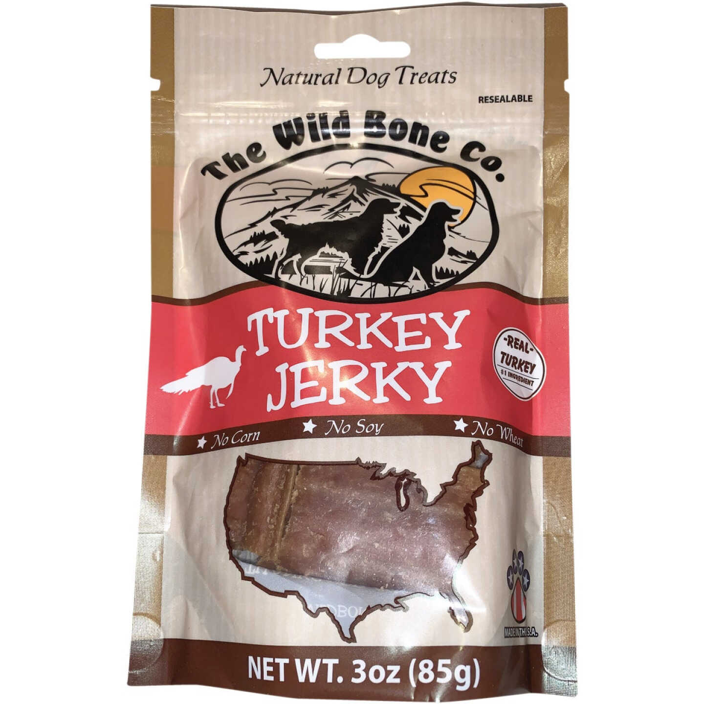 The Wild Bone Company Turkey Jerky Dog Treat, 3 Oz. Image 1