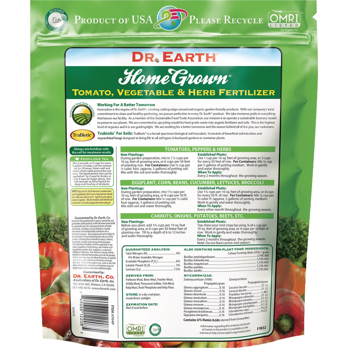 Dr. Earth 1 Lb. Home Grown Tomato/Vegetable/Herb Fertilizer Image 2
