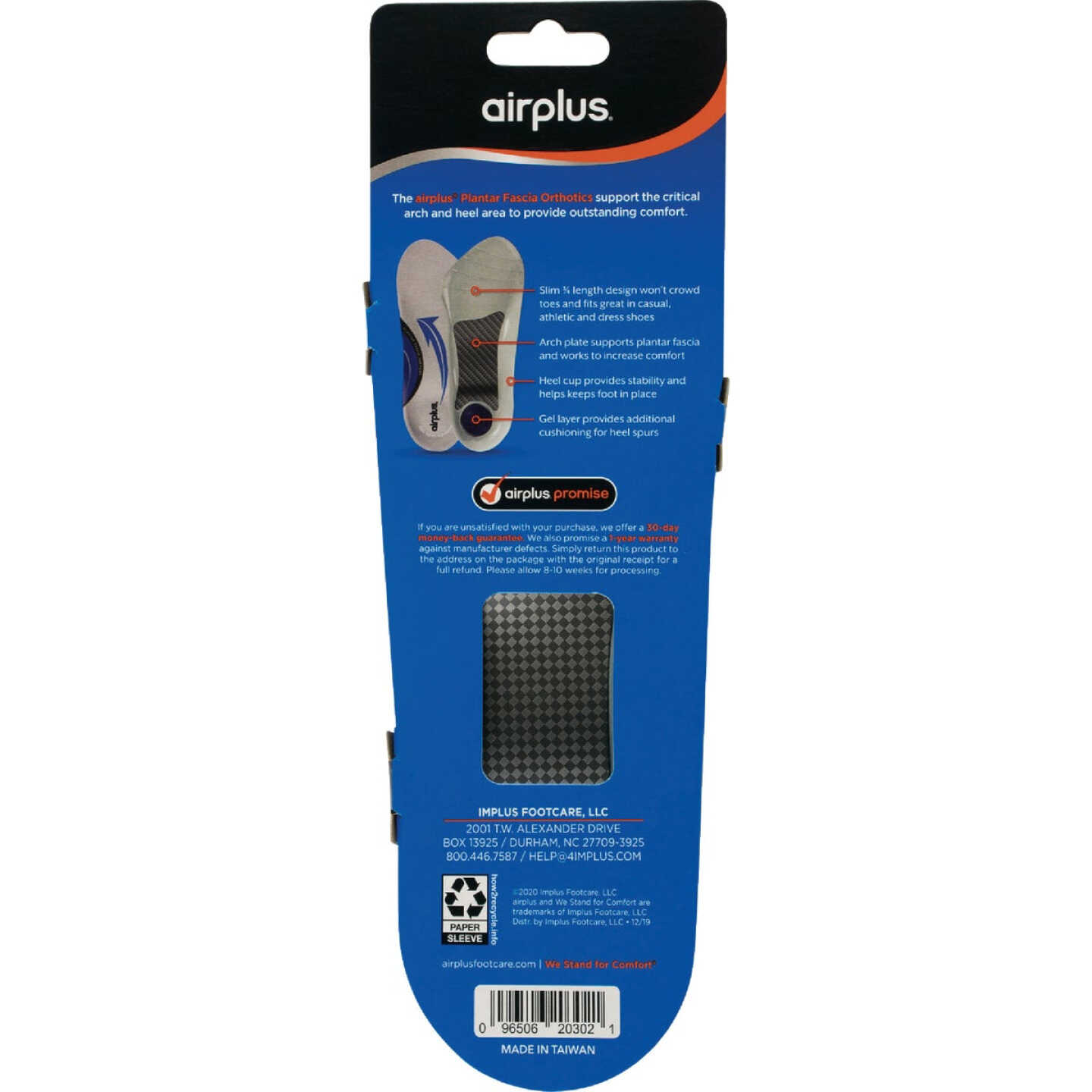 Implus Airplus Men's 7 to 12 Plantar Fascia Insoles Image 6