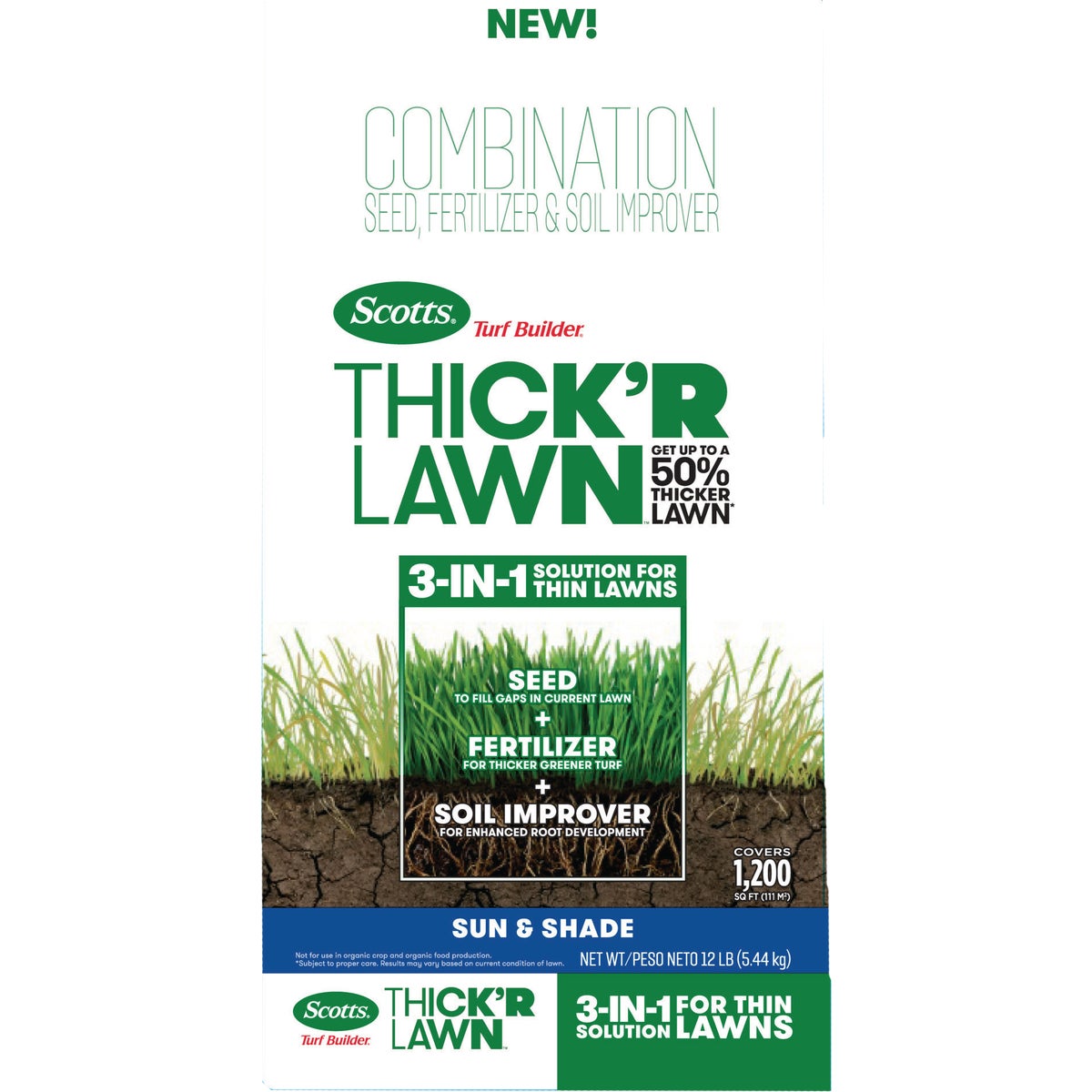 Scotts Turf Builder Thick'R Lawn 12 Lb. Sun & Shade Grass Seed Mix