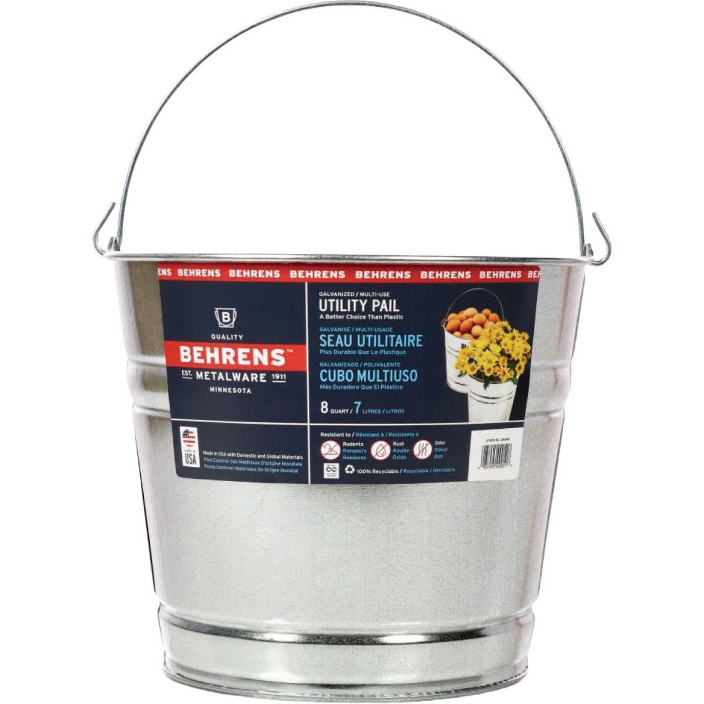 Behrens 8 Qt. Galvanized Steel Pail Image 1