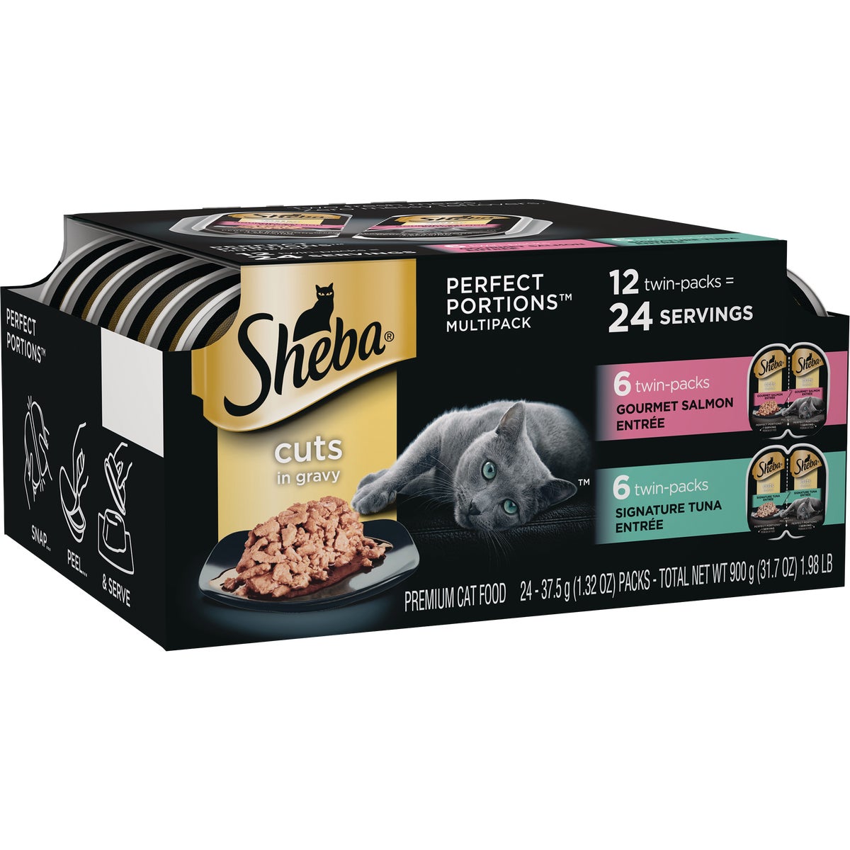 Sheba Perfect Portions Cuts in Gravy Gourmet Salmon/Signature Tuna Adult Wet Cat Food (12-Pack) Image 1