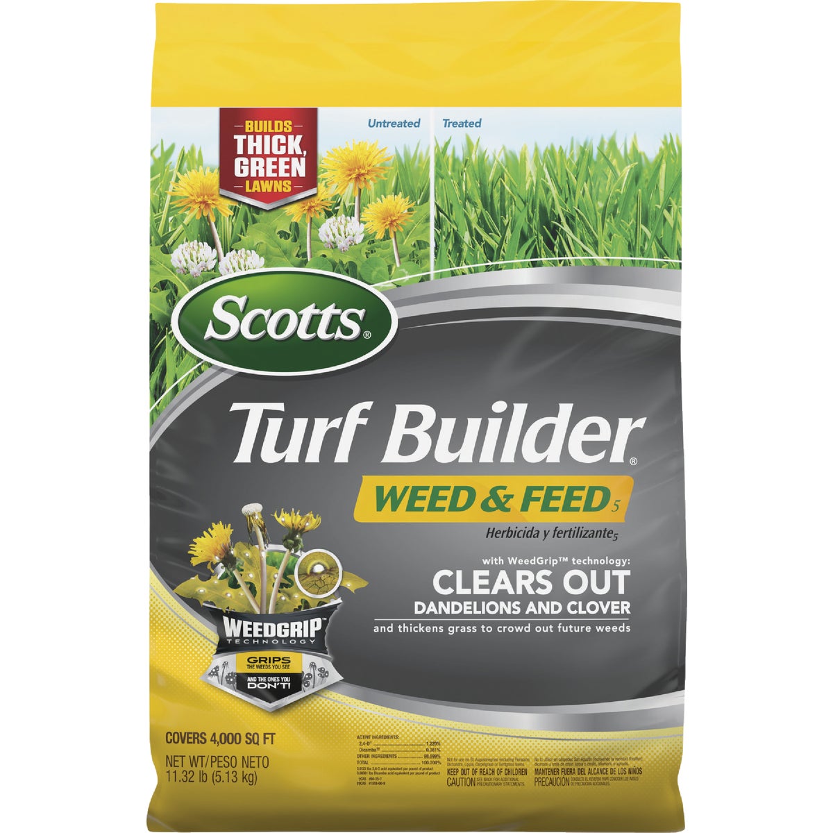 Scotts Turf Builder Weed & Feed 11.32 Lb. 4000 Sq. Ft. 28-0-3 Weed Killer Plus Lawn Fertilizer Image 1