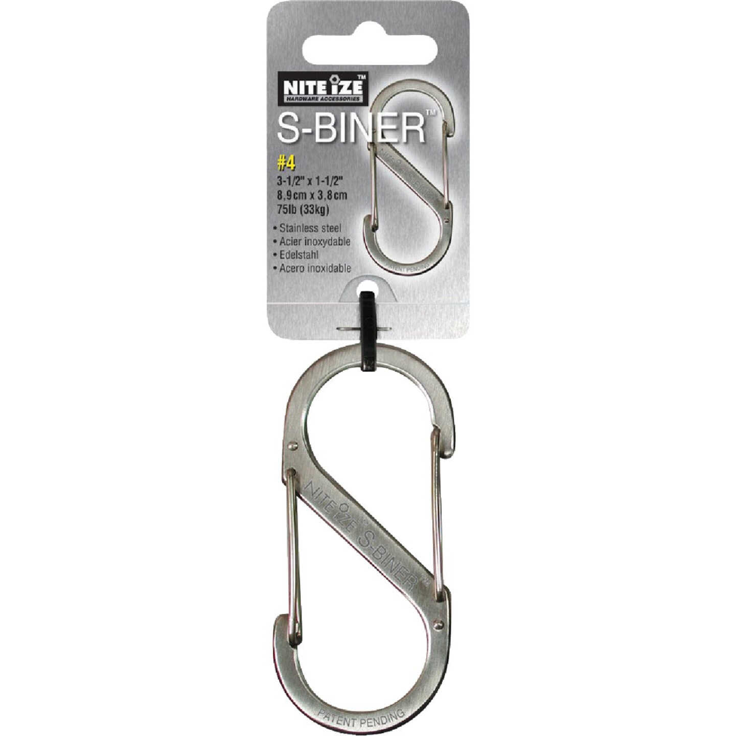 Nite Ize S-Biner Size 4 75 Lb. Capacity Stainless Steel S-Clip Key Ring Image 1