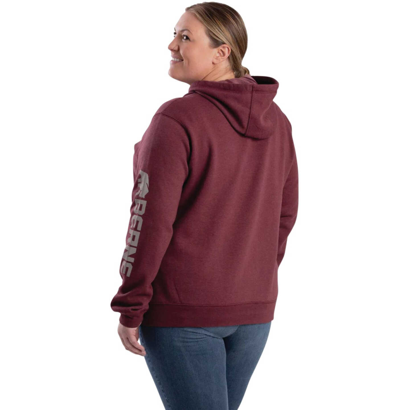Berne XL Cabernet Women's Signature Sleeve Pullover Hooded Sweatshirt Image 2