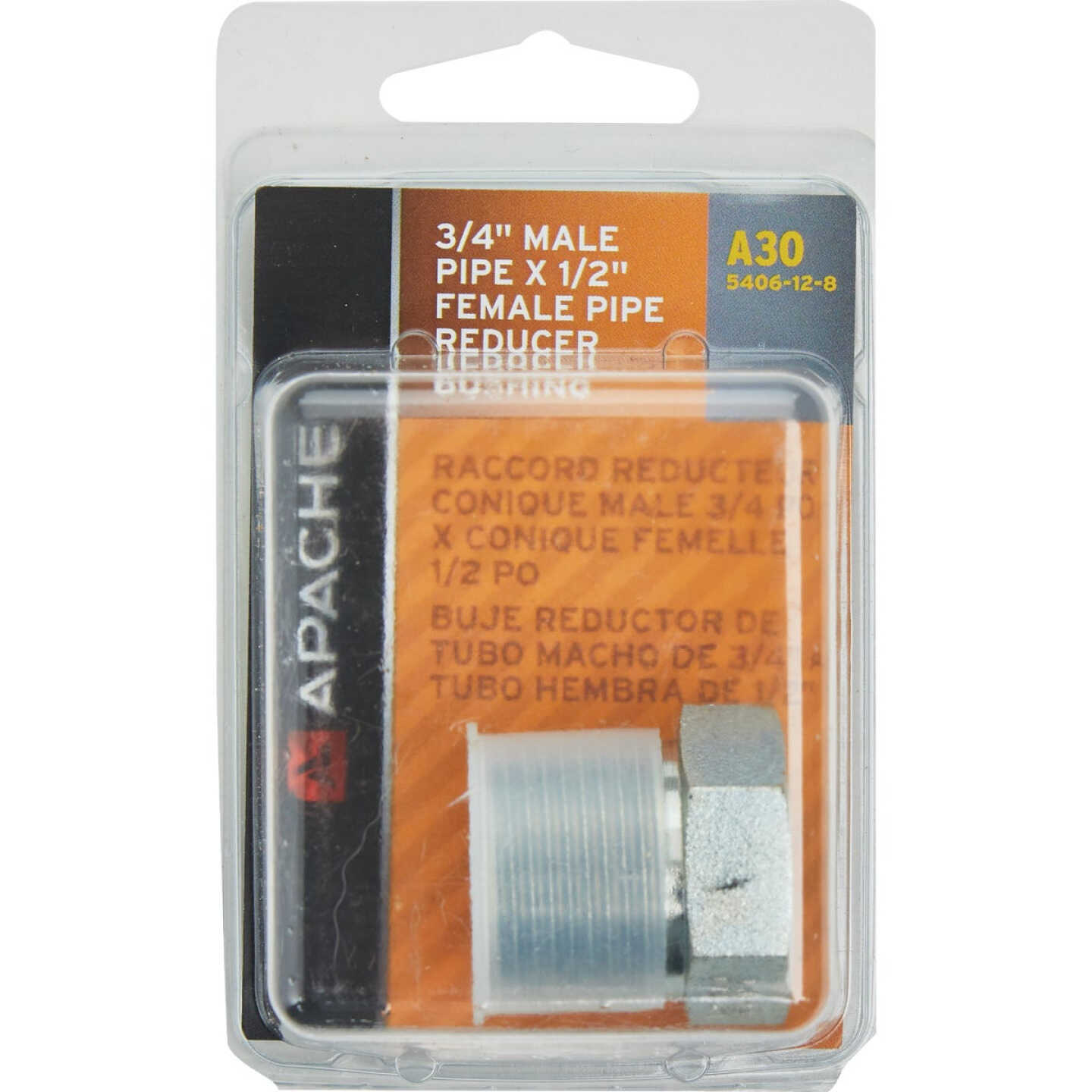 Apache 3/4 In. Male Pipe x 1/2 In. Female Pipe Hex Reducer Bushing Hydraulic Hose Adapter Image 2