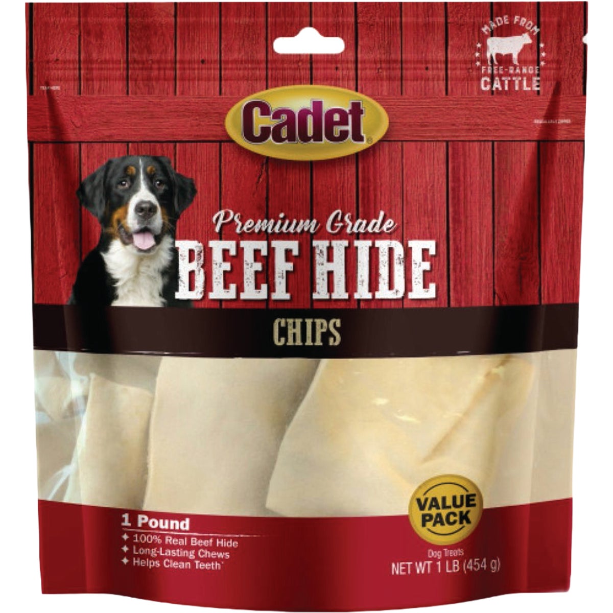 Cadet 1 Lb. Premium Grade Beef Hide Chips for Dogs
