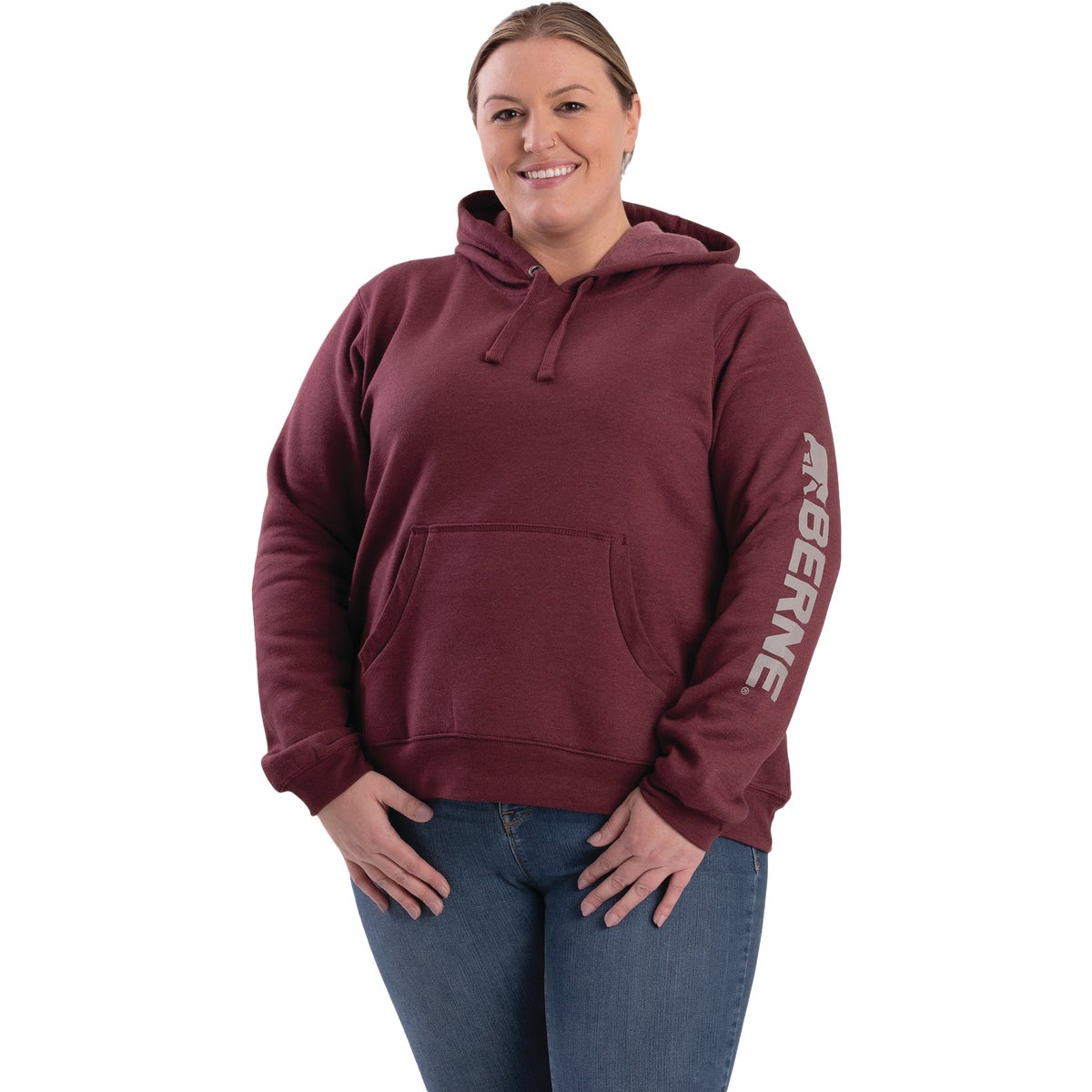 Berne 2XL Cabernet Women's Signature Sleeve Pullover Hooded Sweatshirt Image 4