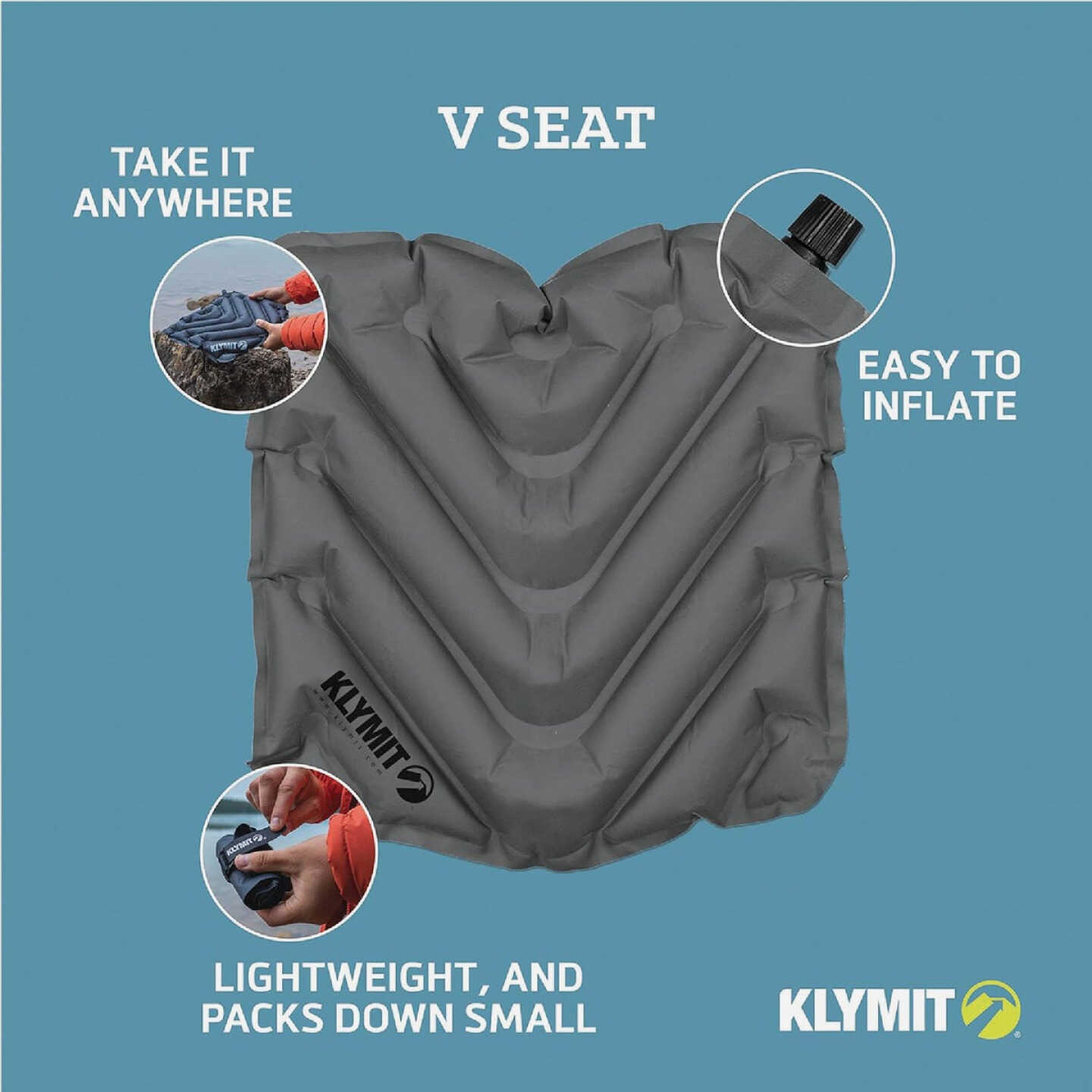 Klymit V Seat Gray Inflatable Cushion Image 6