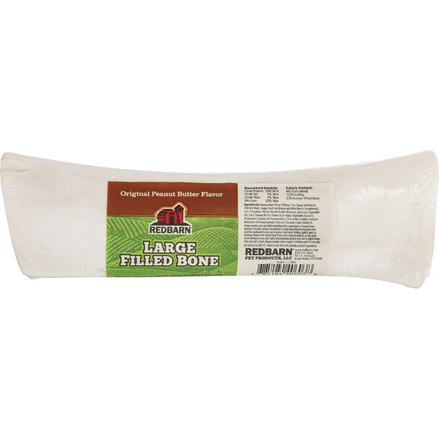 Redbarn Large Peanut Butter Flavor Filled Bone Dog Treat Image 1