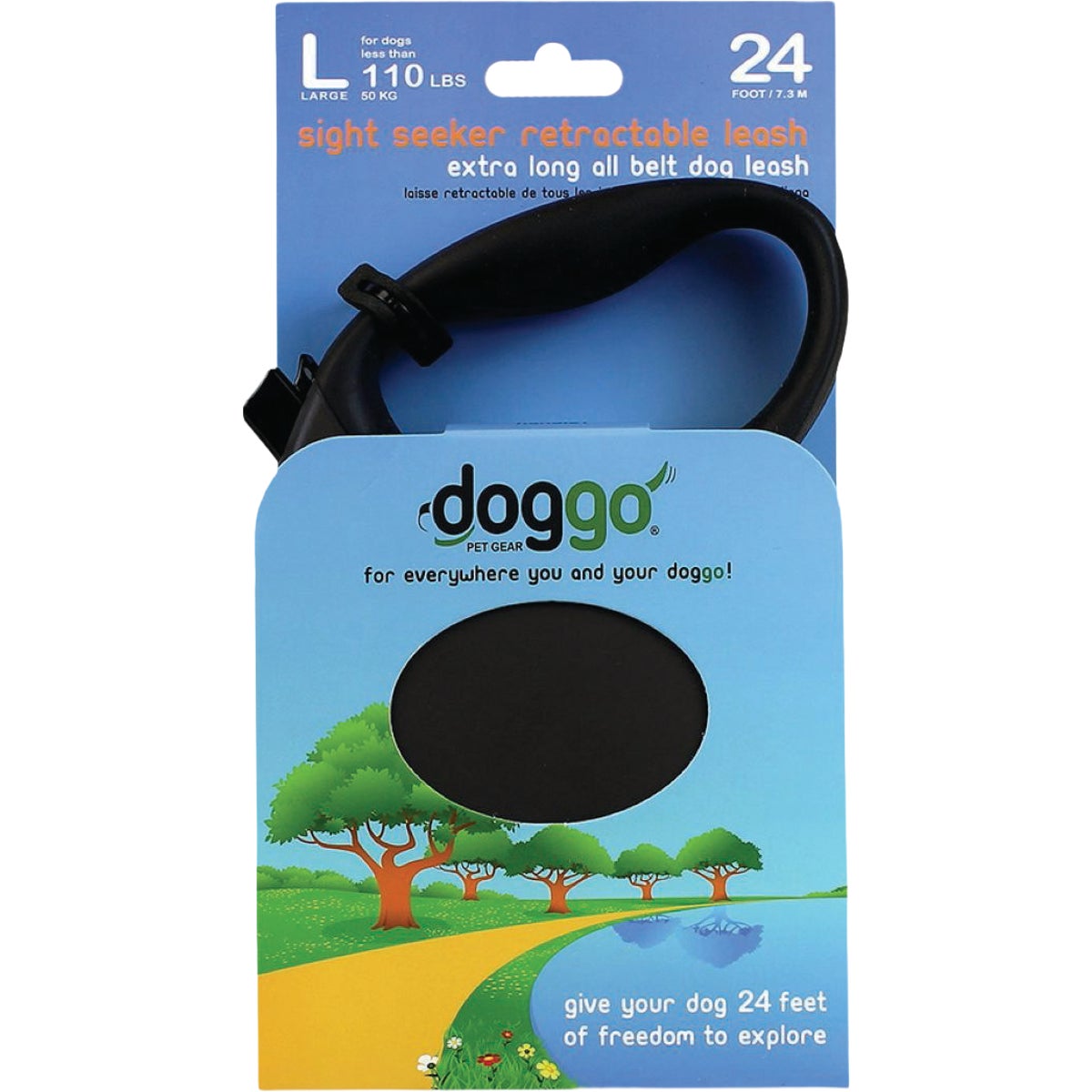 doggo 24'  Retractable Leash, Large, Black Image 3