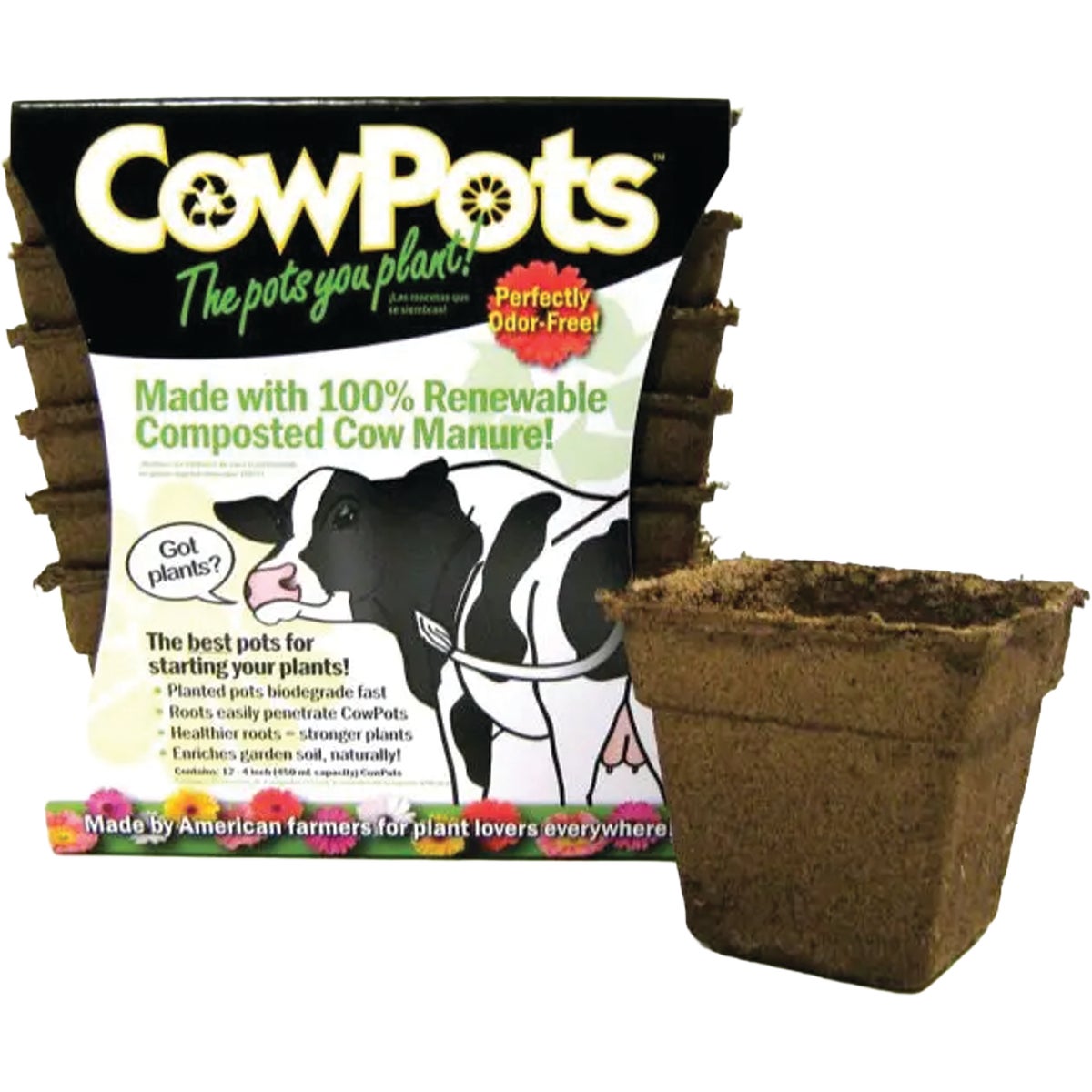 Summit CowPots #4 Square Cow Manure Grow Pots (12-Pack) Image 7