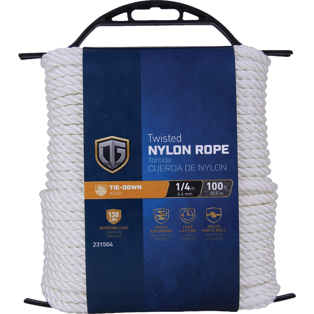 TruGuard 1/4 In. x 100 Ft. White Twisted Nylon Rope
