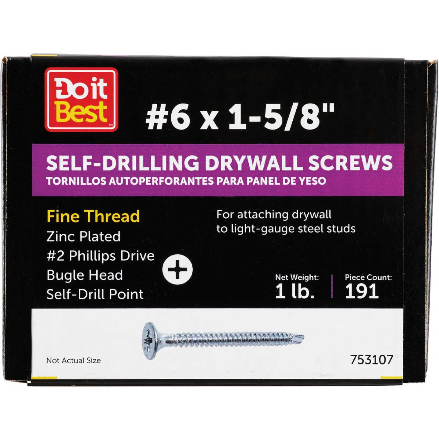 Do it #6 x 1-5/8 In. Fine Thread Self-Drilling Drywall Screw (1 Lb. Box) Image 1
