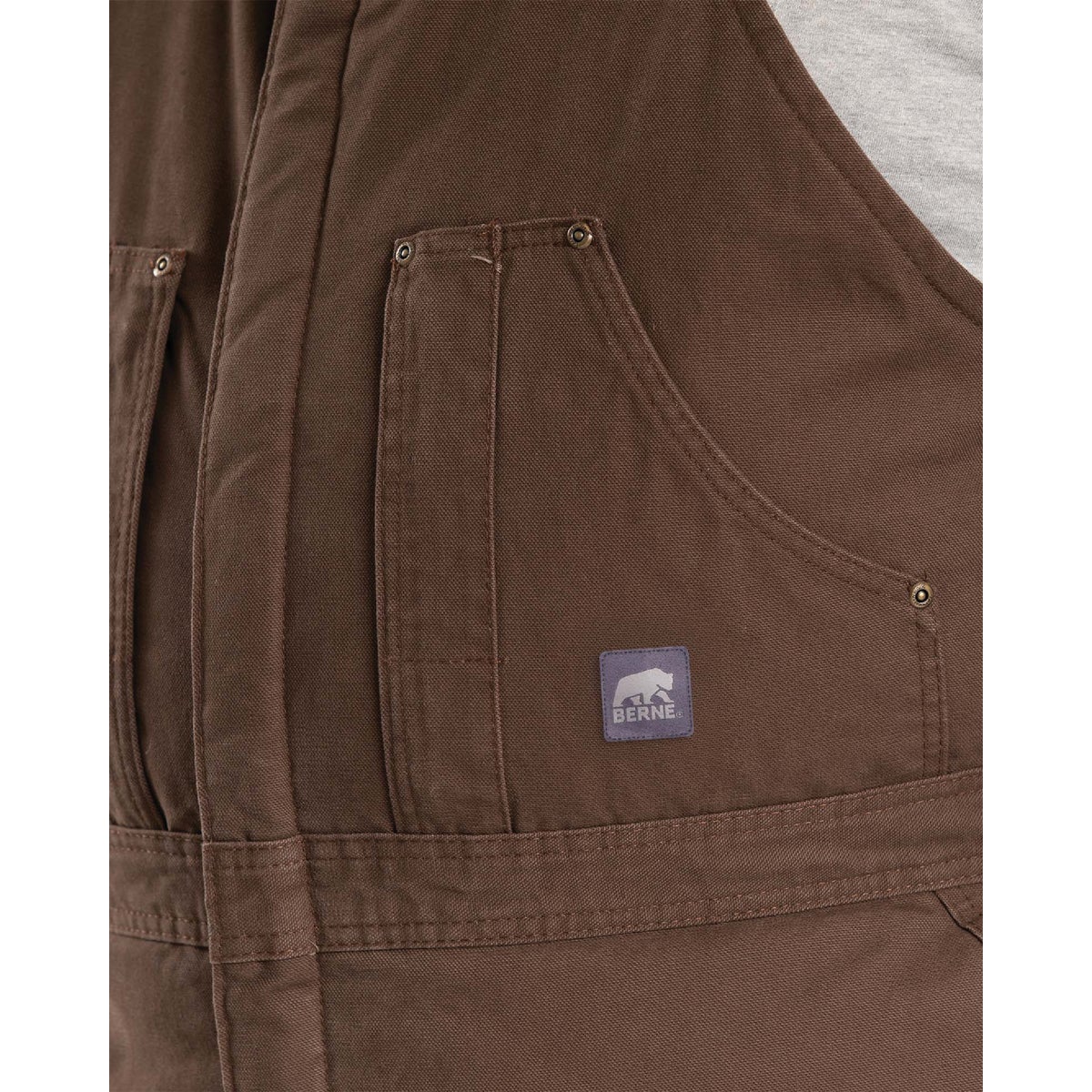 Berne Men's 2XL Bark Heartland Insulated Washed Duck Bib Overalls Image 6