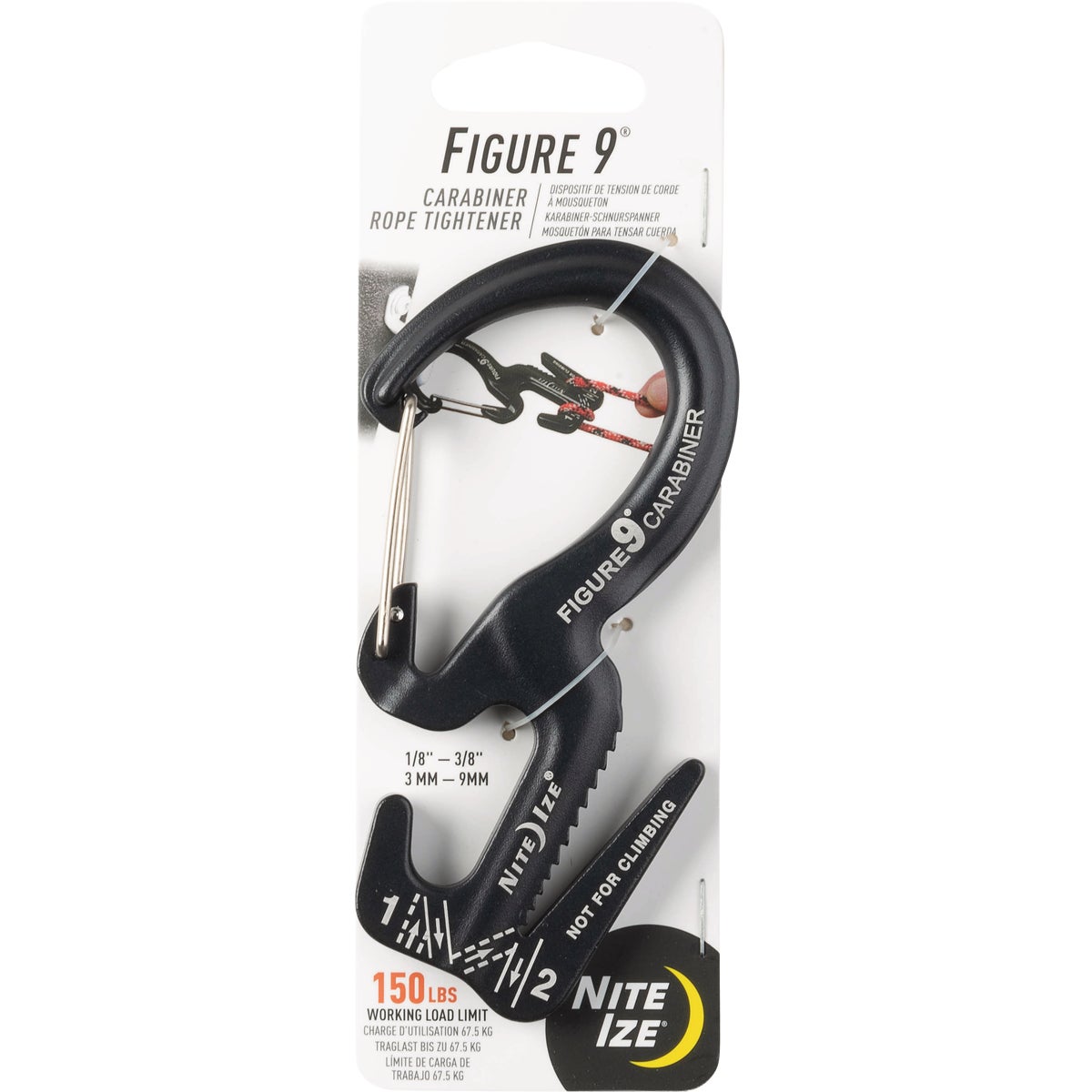 Nite Ize Figure 9 Large Black Carabiner Rope Tightener Image 4