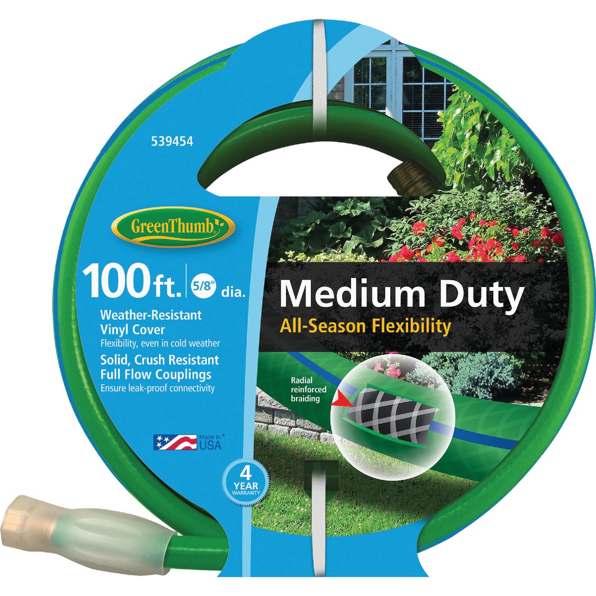 Green Thumb 5/8 In. Dia. x 100 Ft. Medium Duty Vinyl Garden Hose with Guard-N-Grip