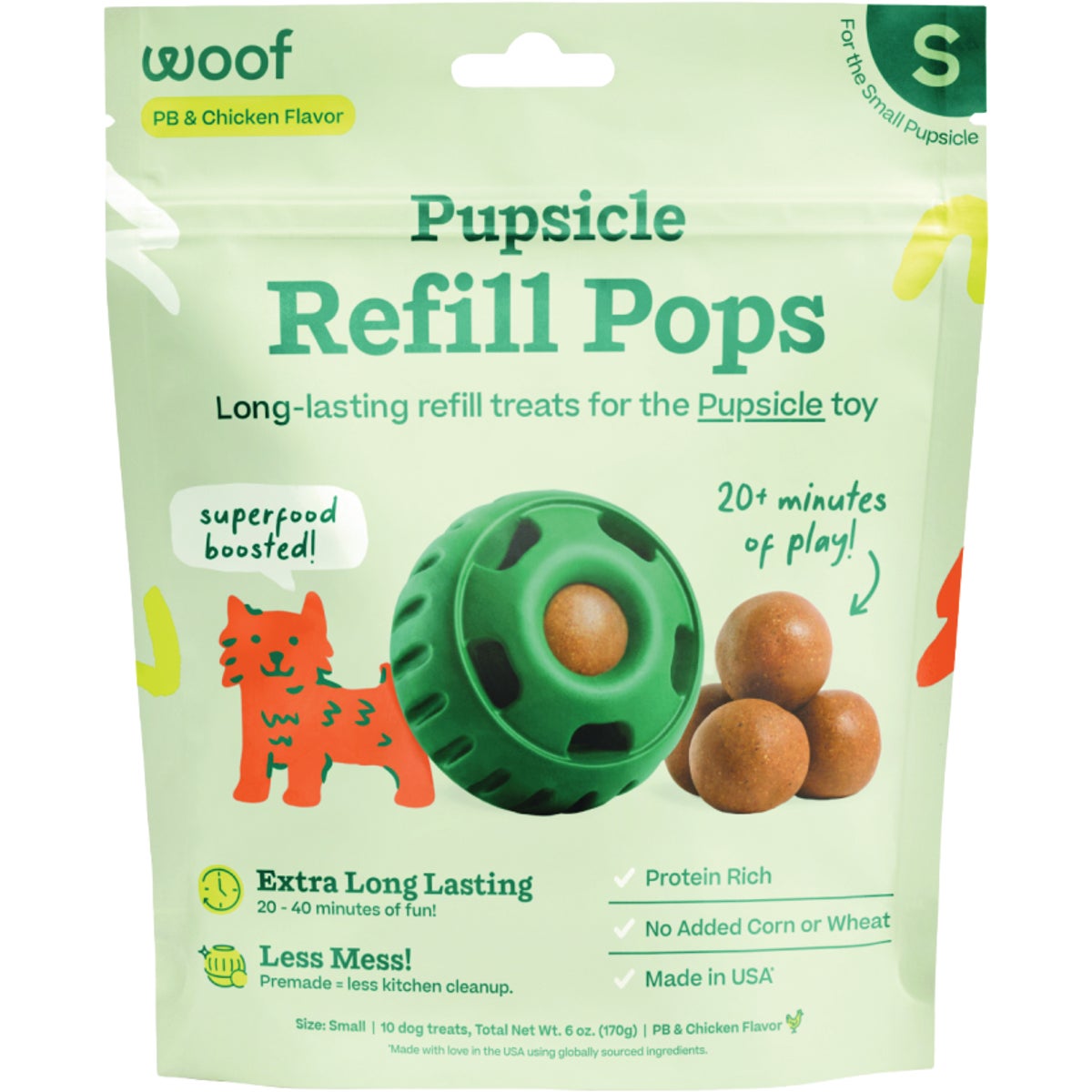 Woof Pupsicle Small Peanut Butter & Chicken Refill Pop Treat (10-Pack) Image 1
