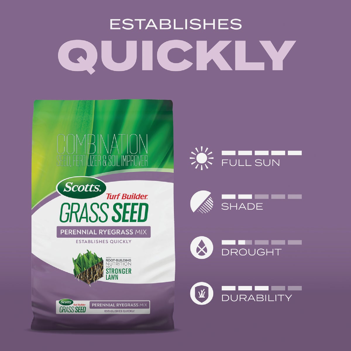 Scotts Turf Builder 5.6 Lb. 700 Sq. Ft. Perennial Ryegrass Mix Grass Seed, Fertilizer, and Soil Improver Combination Image 7