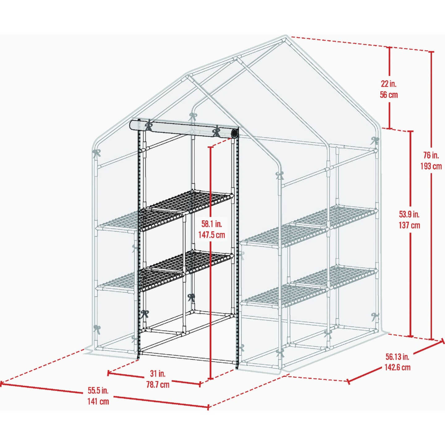 Miracle-Gro 56 In. x 56 In. x 76 In. Steel Frame Mini Greenhouse Image 6