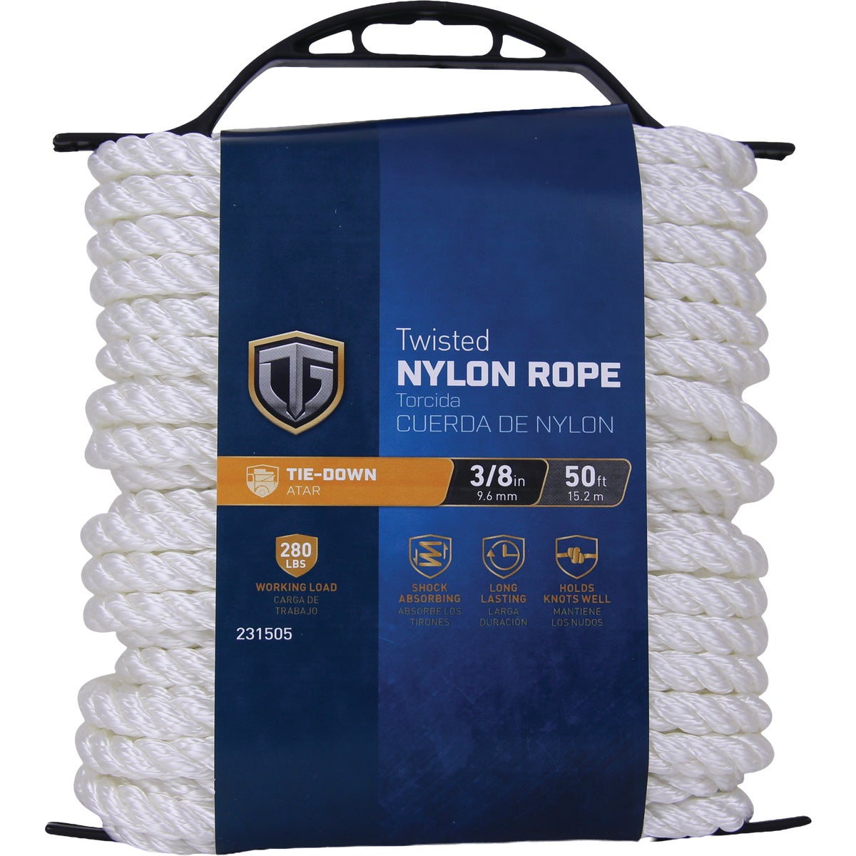 TruGuard 3/8 In. x 50 Ft. White Twisted Nylon Rope