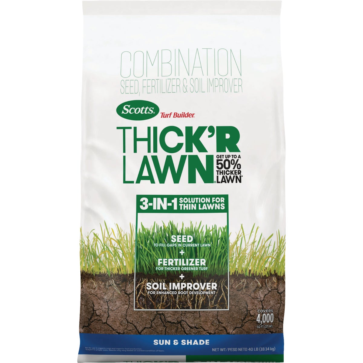 Scotts Turf Builder Thick'R Lawn 40 Lb. Sun & Shade Grass Seed Mix
