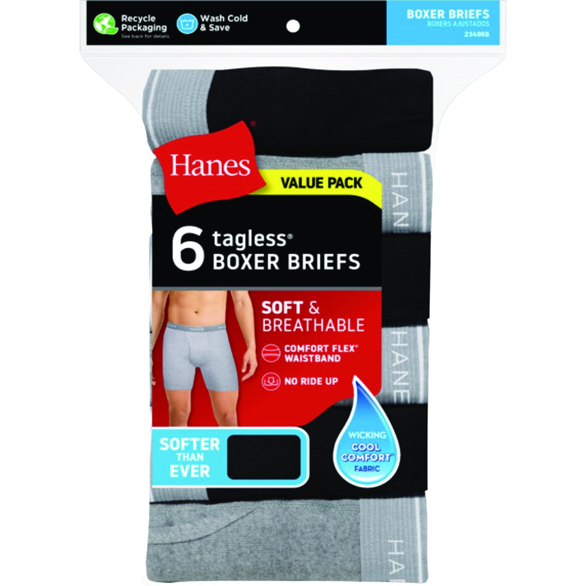 Hanes Men's XL Multi-Color Boxer Briefs (6-Pack)