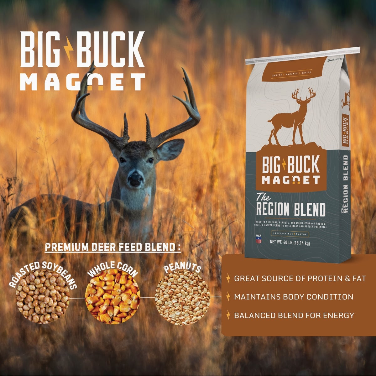 Big Buck Magnet The Region Blend 40 Lb. Deer Feed Image 2