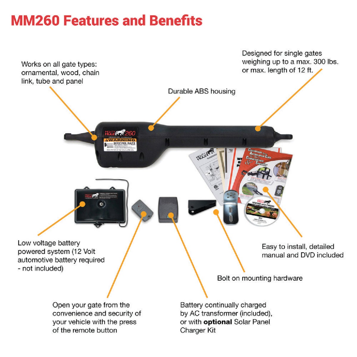 Mighty Mule MM271 12 Ft. 300 Lb. Single Gate Opener Kit Image 7