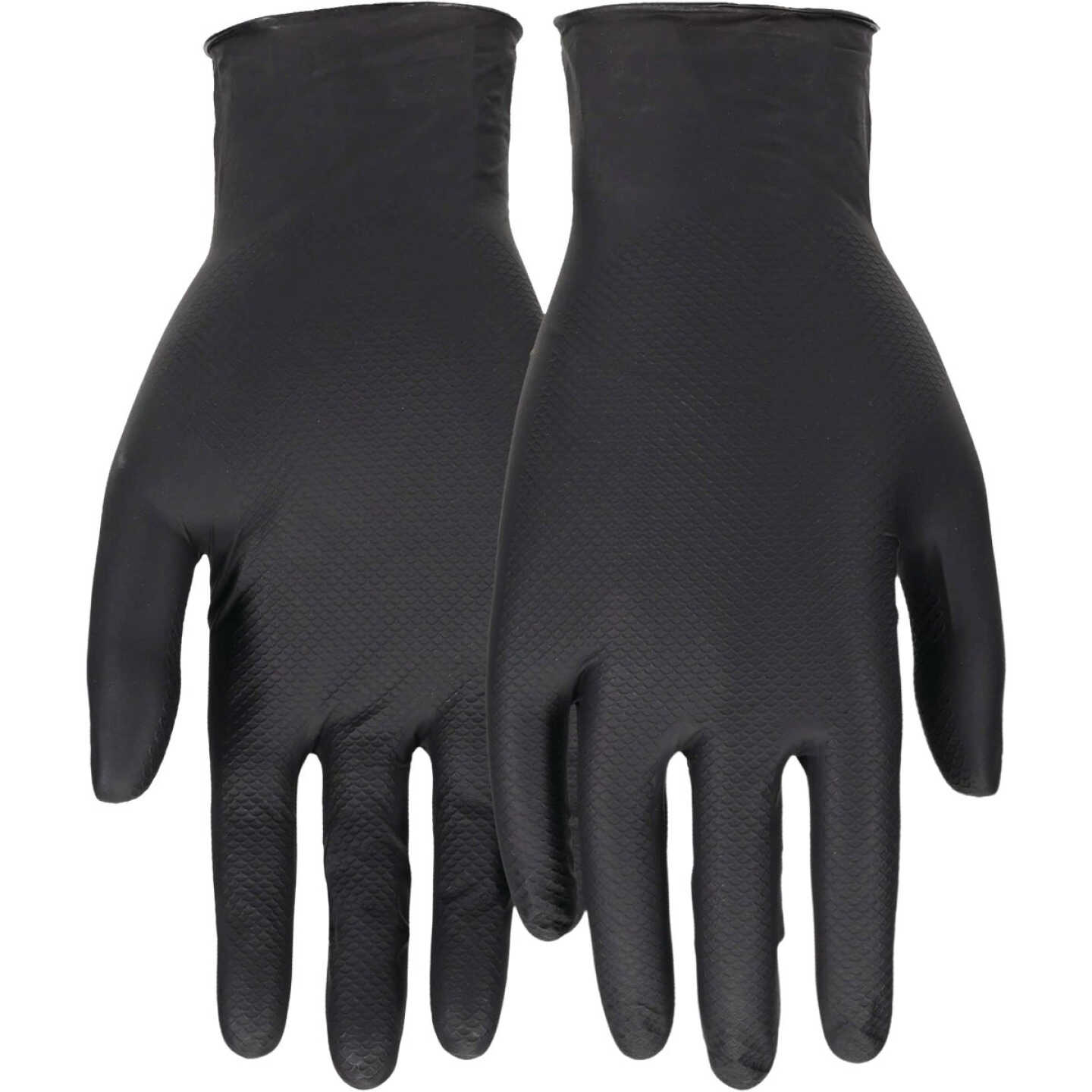 Boss Large Black Nitrile Fish Scale Texture Disposable Gloves (50-Pack) Image 1