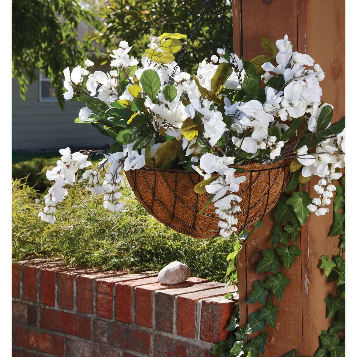 Best Garden 14 In. Steel Rod Black Powder Coat Hanging Plant Basket Image 3