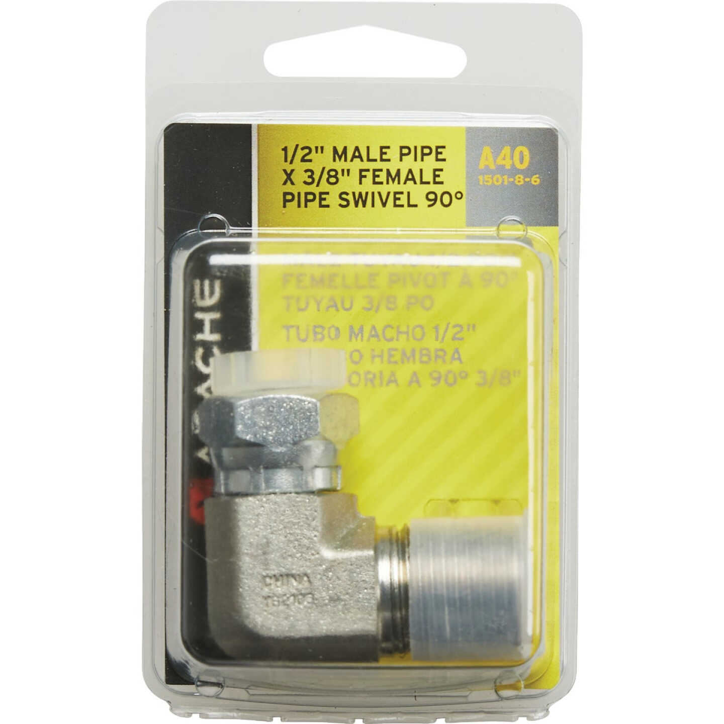 Apache 1/2 In. Male Pipe x 3/8 In. Female Pipe Swivel 90 Deg Hydraulic Hose Adapter Image 2