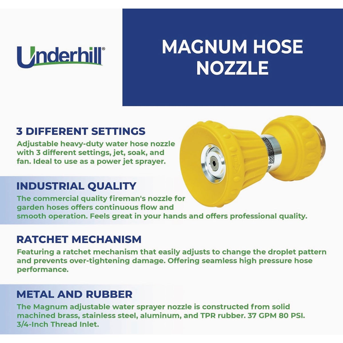 Underhill Magnum Fireman Hose Nozzle Image 3