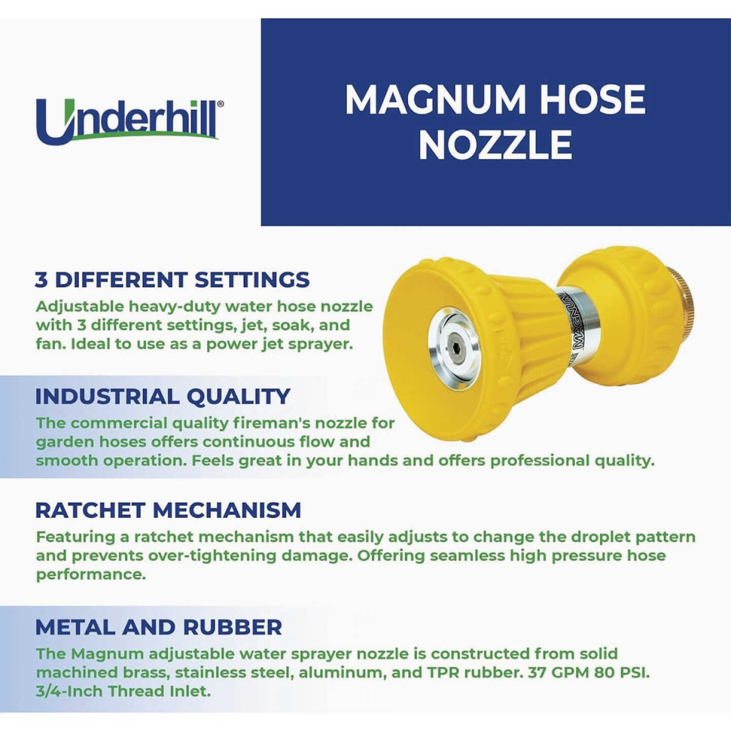 Underhill Magnum Fireman Hose Nozzle Image 3