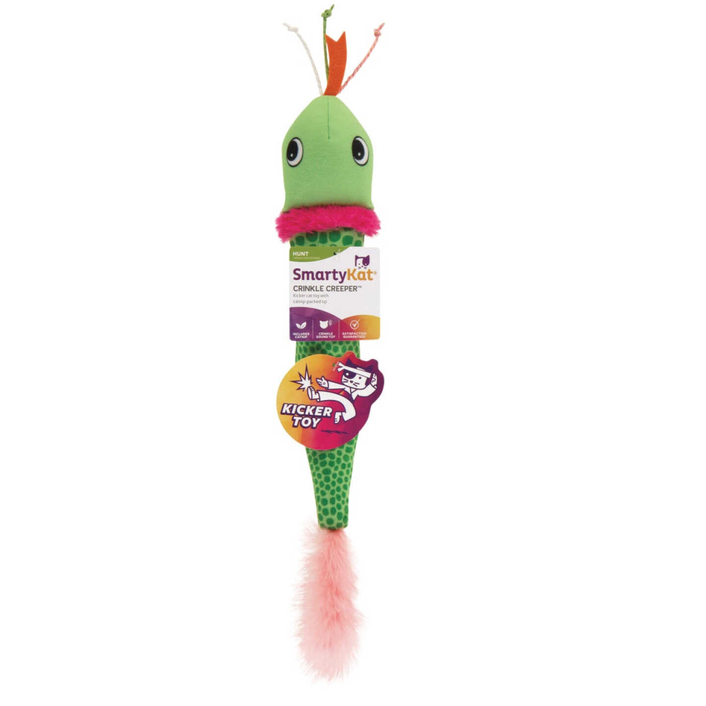 SmartyKat Crinkle Creeper Crinkle Plush Snake Kicker Catnip Cat Toy Image 1