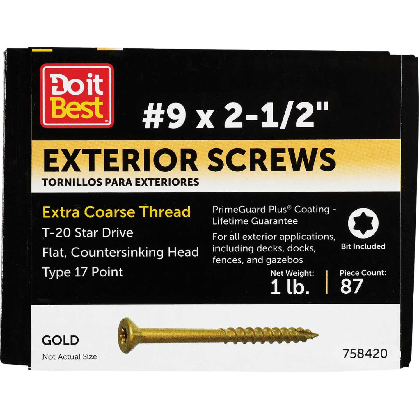 Do it #9 x 2-1/2 In. Gold Star Bugle-Head Wood Exterior Screw (1 Lb. Box) Image 1