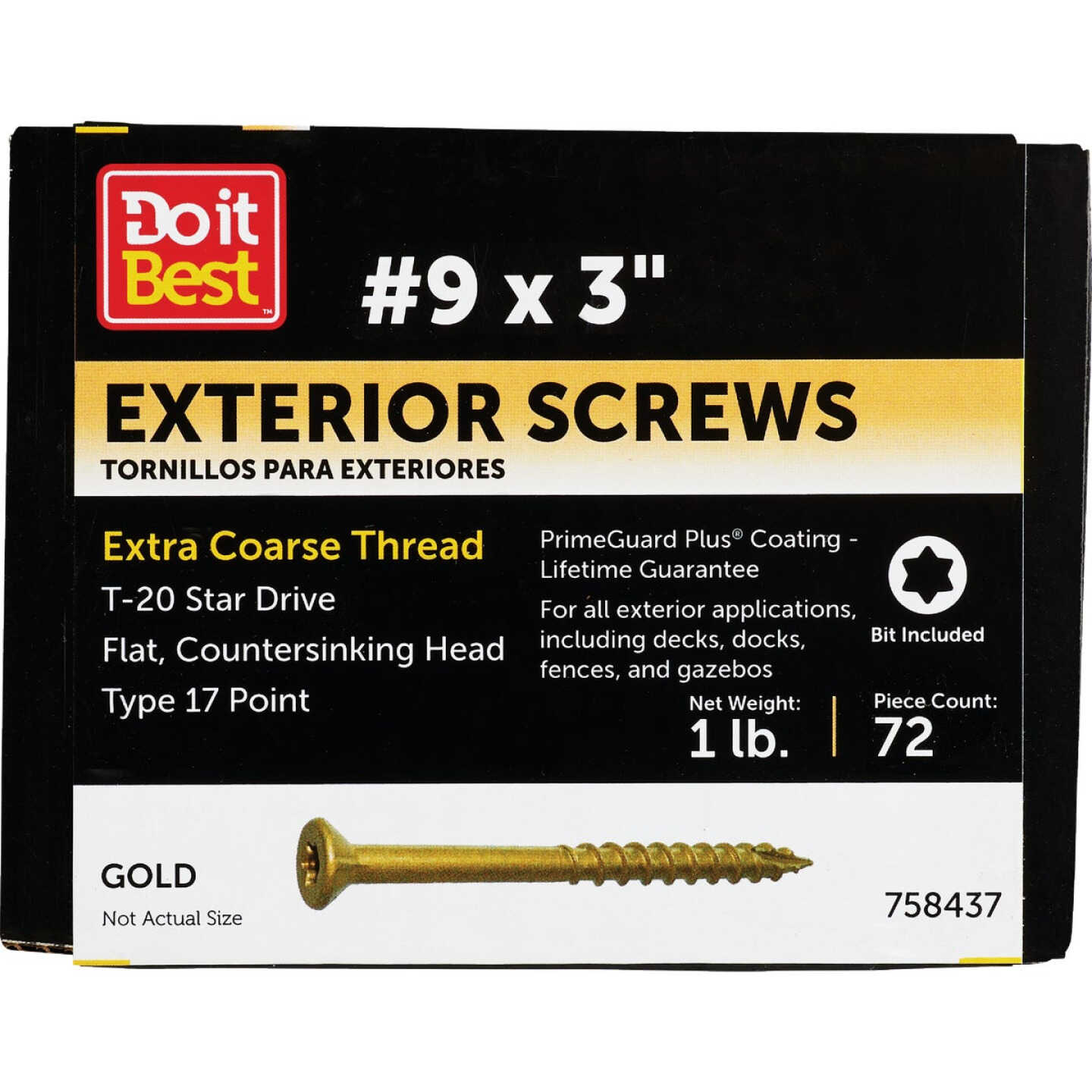 Do it #9 x 3 In. Gold Star Bugle-Head Wood Exterior Screw (1 Lb. Box) Image 1