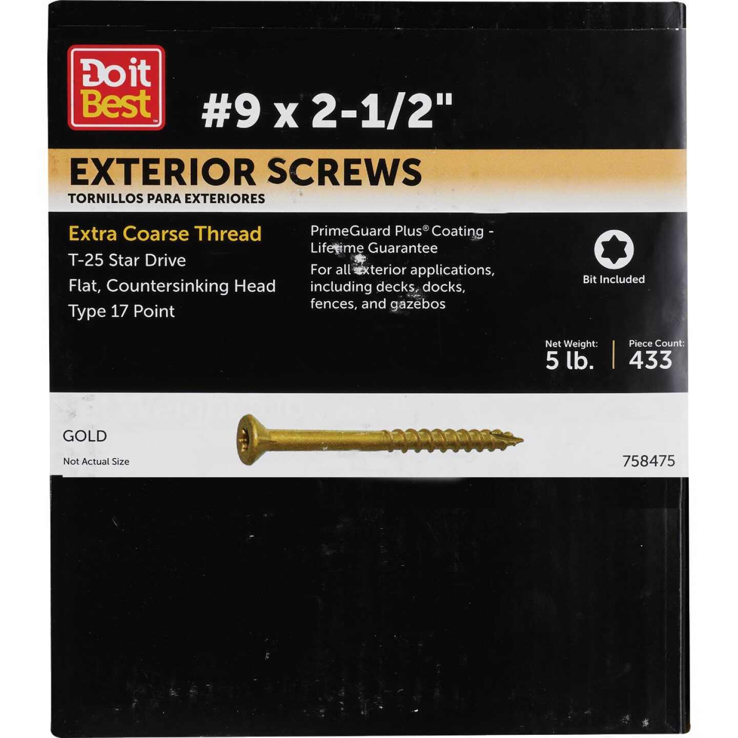 Do it #9 x 2-1/2 In. Gold Star Bugle-Head Wood Exterior Screw (5 Lb. Box) Image 1