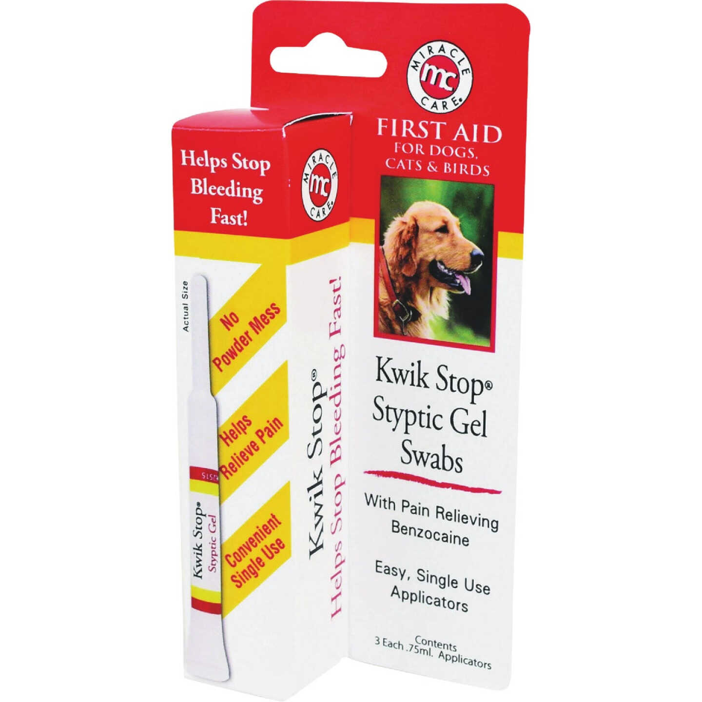 Miracle Care Kwik-Stop Styptic Gel Swab (3-Pack) Image 1