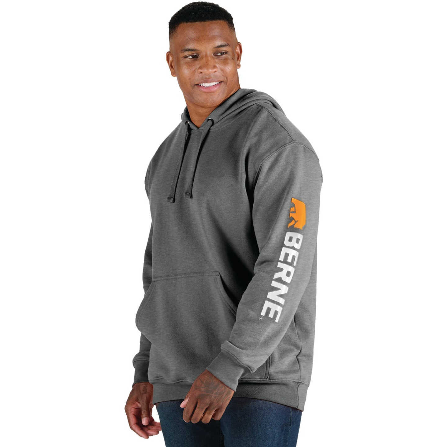 Berne Men's XL Regular Graphite Signature Sleeve Hooded Pullover Sweatshirt Image 1