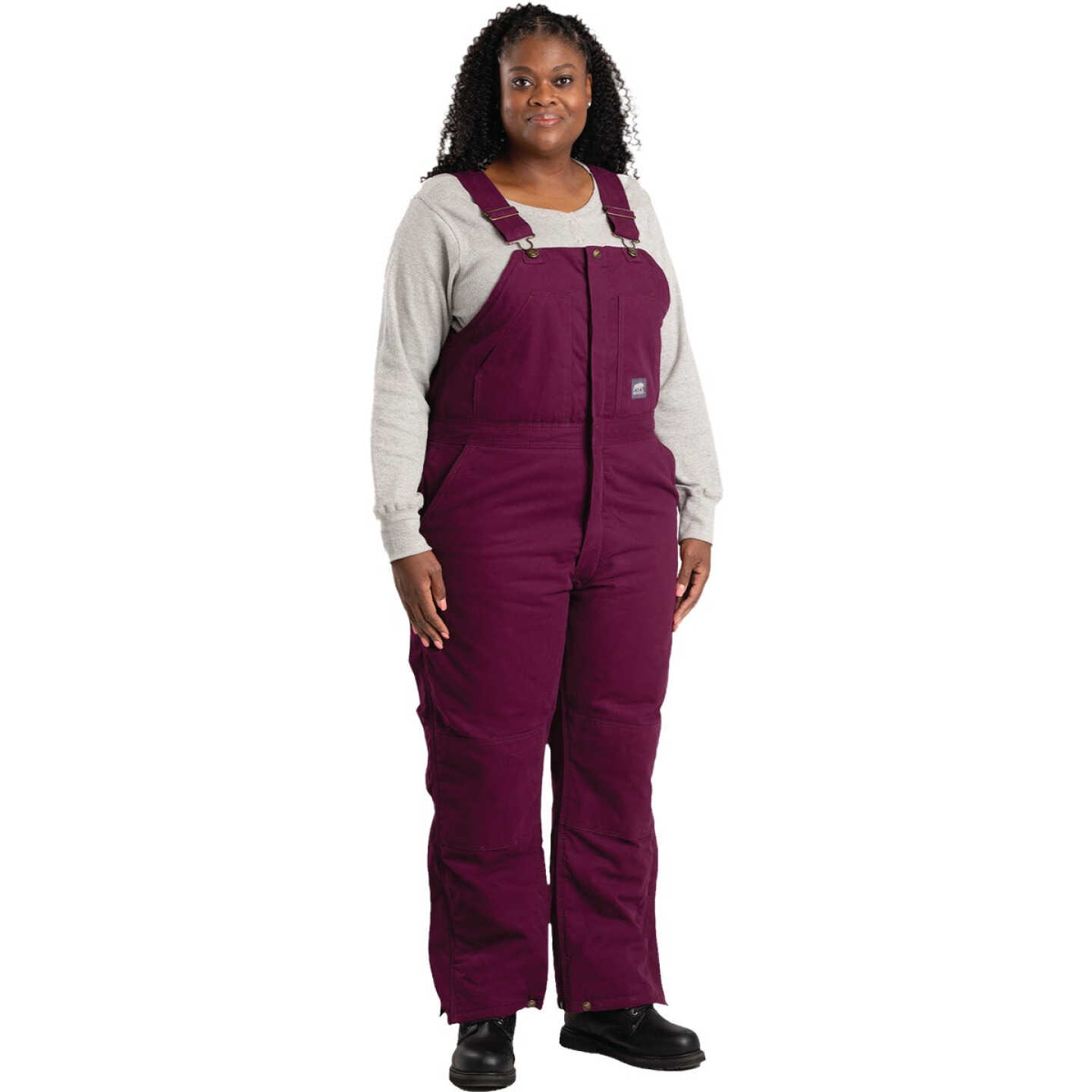 Berne Women's Tall Plum Softstone Duck Insulated Bib Overalls, L Image 3