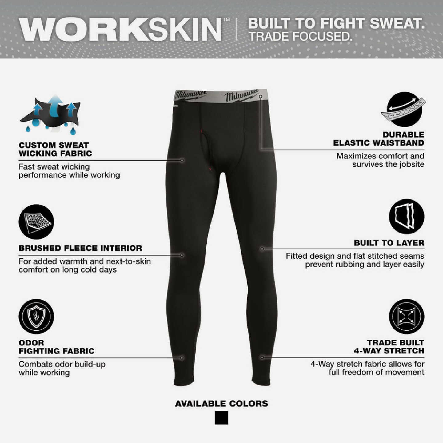 Milwaukee Workskin Men's XL Black Base Layer Pants Image 2